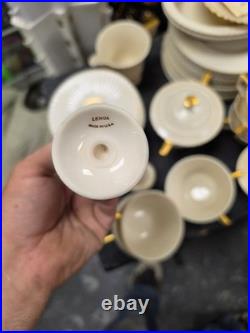 108 piece Lenox China Cretan Greek Key Gold Trim Porcelain 0316 Sterling