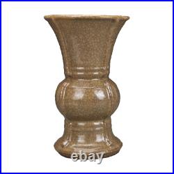 10.4 Collection China Ge Kiln Porcelain Brown Glaze Gold Wire Vase