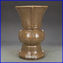 10.4 Collection China Ge Kiln Porcelain Brown Glaze Gold Wire Vase