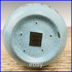 10 China ancient Ru porcelain Thin gold body Engrave poetry Long neck bottle 10 China ancient Ru porcelain Thin gold body Engrave poetry Long neck bottle