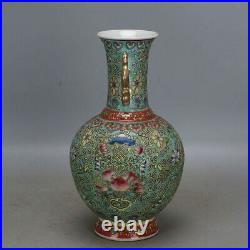10 Chinese Porcelain Famille Rose Draw Gold Flowers and Plants Dragon Ear Vase