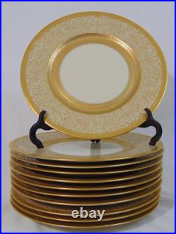 10 Czechoslovakian Porcelain Gold Band Encrusted Dinner Plates 10 Czechoslovakian Porcelain Gold Band Encrusted Dinner Plates