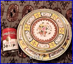 10 IMPERIAL YELLOW chinese porcelain famille rose gold plate insect bug dinner