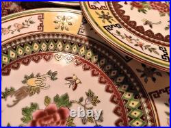 10 IMPERIAL YELLOW chinese porcelain famille rose gold plate insect bug dinner
