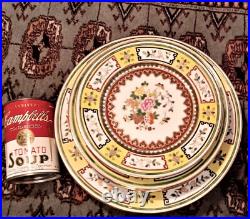 10 IMPERIAL YELLOW chinese porcelain famille rose gold plate insect bug dinner
