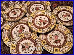 10 IMPERIAL YELLOW chinese porcelain famille rose gold plate insect bug dinner