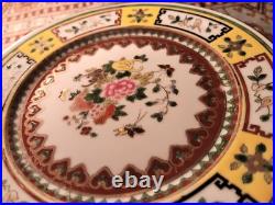 10 IMPERIAL YELLOW chinese porcelain famille rose gold plate insect bug dinner