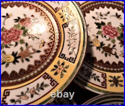 10 IMPERIAL YELLOW chinese porcelain famille rose gold plate insect bug dinner