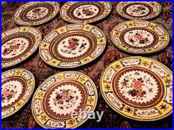 10 IMPERIAL YELLOW chinese porcelain famille rose gold plate insect bug dinner