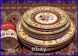 10 IMPERIAL YELLOW chinese porcelain famille rose gold plate insect bug dinner