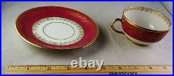 10 Limoges Snowflake Red Verge Tea Cup & Saucer Sets Pouyat Wanamaker Antique