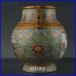 10 Mark Chinese Enamel Color Old Gold Porcelain Beast Flower Bird Pot Jar Crock