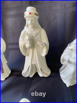 10 PIECE Lenox China Jewels Nativity Set Porcelain Gold HAPPY HOLIDAYS TO ALL