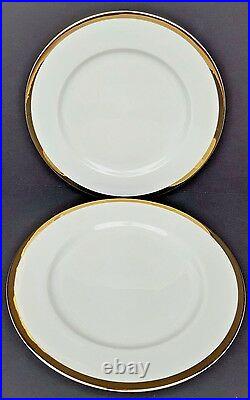 (10) Pier 1 Porcelain Gold Band On White 11 Inch Dinner Plates Excellent China