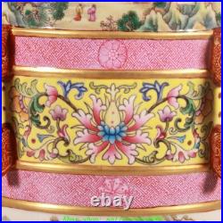 10''Qing Qianlong Enamel Colour Porcelain Gold landscape Bottle Flower Vase 10''Qing Qianlong Enamel Colour Porcelain Gold landscape Bottle Flower Vase