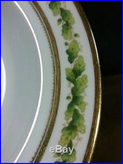 (10)Rare Antique Burley & Co. Copeland China England Gold/Green Leaves Soup Bowls