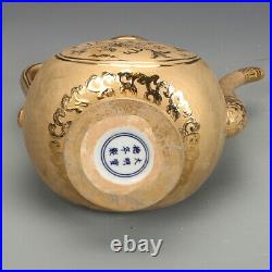 10 Rare China Porcelain the ming dynasty Gold glaze Dragon pattern teapot
