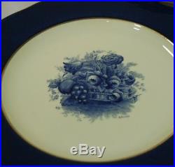 10 Spode Dinner Plates Y1043 Antique Copeland's China Blue Flowers Gold Trim