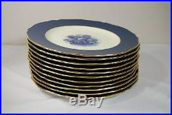 10 Spode Dinner Plates Y1043 Antique Copeland's China Blue Flowers Gold Trim