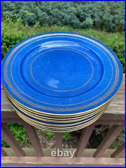 10 Wedgwood Gold Powder Blue & Greek Key 10 3/4 Dinner Plates