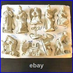 10 piece Porcelain Christmas Nativity Figurines with Gold accent Home Interiors