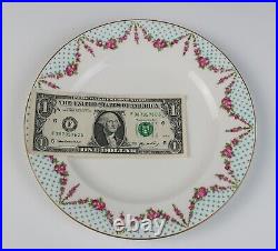 11 Antique George Jones English China Pink Rose Swags Jeweled Plates Porcelain