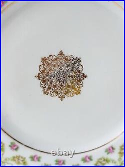 11 Antique Vienna Austria Imperial Royal Crown China Plate Gold Rim Pink Rose