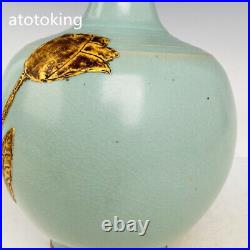 11 China Antique porcelain A vase inlaid with gold in Ru Kiln