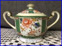 11 Pc GOLD CHINA SET Porcelain Hand Painted Occupied Japan Gold & Green Floral