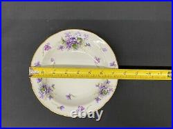 11 Rossetti SPRING VIOLETS 7.5 Soup Bowls withGold Trim 1940's