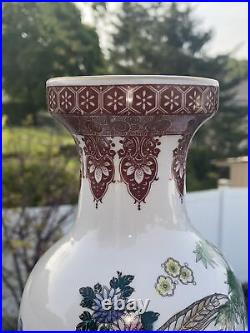 12.5 Inch Porcelain Vase Gold Rim Flower-Birds Design China Fast Free Shipping