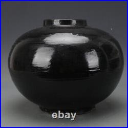 12.8ancient China Porcelain Song dynasty Cizhou kiln Black gold glaze Large jar