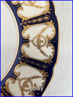 12 Antique 1920s Royal Doulton China Cobalt Blue Gold Decorated Dinner Plates