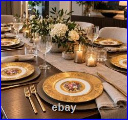 12 Bern Lan Service Dinner Plates 10.75 inches Heavy Gold Rich Porcelain China