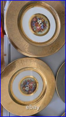 12 Bern Lan Service Dinner Plates 10.75 inches Heavy Gold Rich Porcelain China