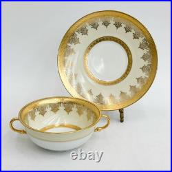 12 Bohemia Czech Stouffer Decorated Porcelain Bouillon Bowls & Underplates c1940