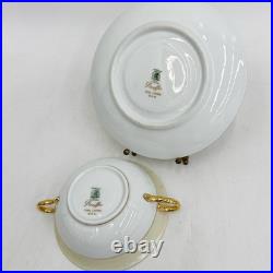 12 Bohemia Czech Stouffer Decorated Porcelain Bouillon Bowls & Underplates c1940