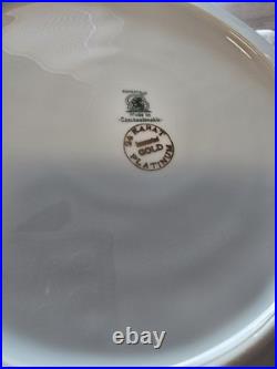 12 Bohemia Czechoslovakia 24K Incrusted Gold Platinum Dinner Plates 10 Green