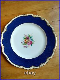12 George Jones & Sons Crescent Dinner Plates Cobalt Blue & Gold Flowers China