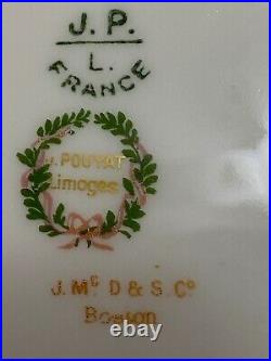 12 J Pouyat LIMOGES DINNER PLATES Antique 10+ Gold Lace Tracery Medallion & Rim
