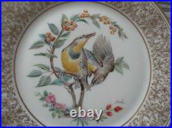 12 Lenox China Boehm Bird Annual Gold Gilt Dinner Plates Limited Edition Vintage