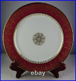 12 Limoges Snowflake Red Verge Luncheon Plates Pouyat Wanamaker Antique China