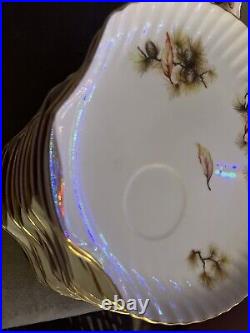 12 Lot Of Japan China Gold Accent Pine Tree Clam Shell Shape
