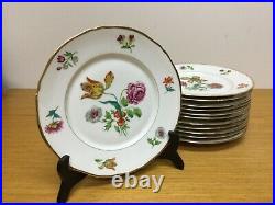 12 Louis Lourioux (LOL18) China FLOWERs withGold Trim 9 3/4 Luncheon Plates
