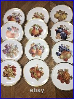 12 Pieces Set Painted Porcelain Plates E&R Golden Crown Bavaria Germany 7 3/4