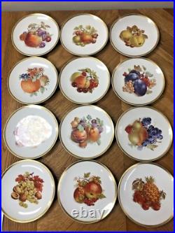 12 Pieces Set Painted Porcelain Plates E&R Golden Crown Bavaria Germany 7 3/4