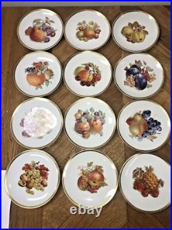 12 Pieces Set Painted Porcelain Plates E&R Golden Crown Bavaria Germany 7 3/4