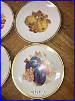 12 Pieces Set Painted Porcelain Plates E&R Golden Crown Bavaria Germany 7 3/4