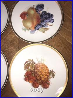 12 Pieces Set Painted Porcelain Plates E&R Golden Crown Bavaria Germany 7 3/4