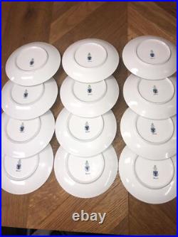 12 Pieces Set Painted Porcelain Plates E&R Golden Crown Bavaria Germany 7 3/4